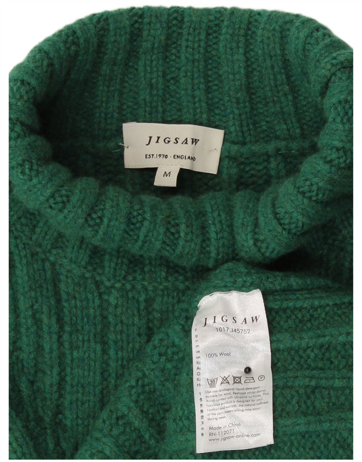 Jigsaw Pull Col Roulé Femme UK 14 Laine Vert Moyen