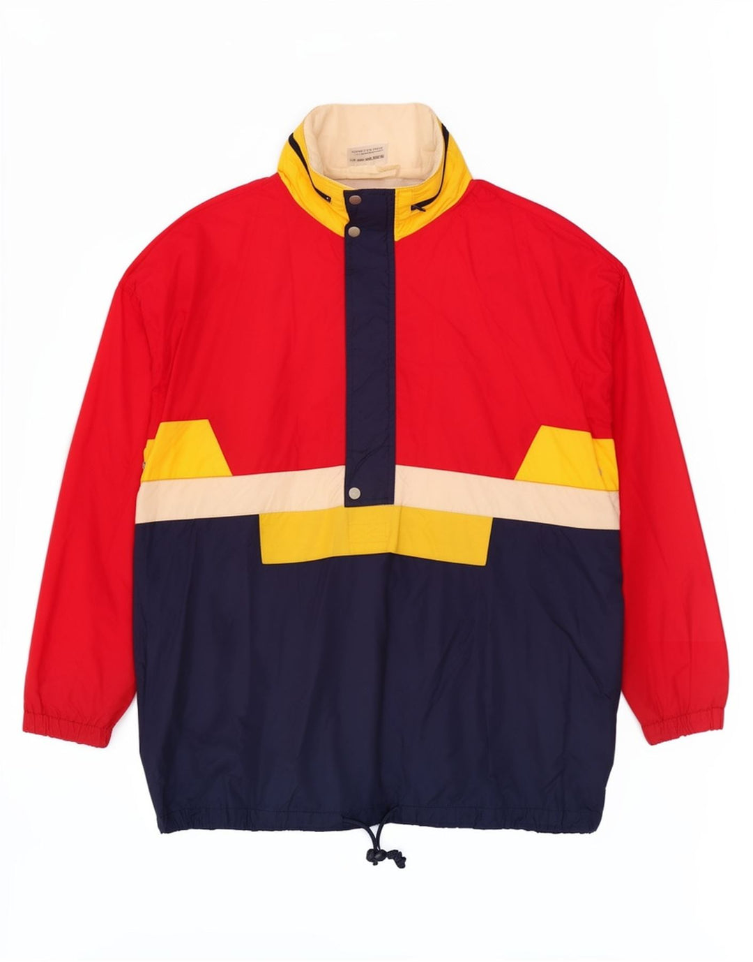 vintage Homme Pull Coupe-Vent Veste EU 48/50 Colorblock Rouge Moyen