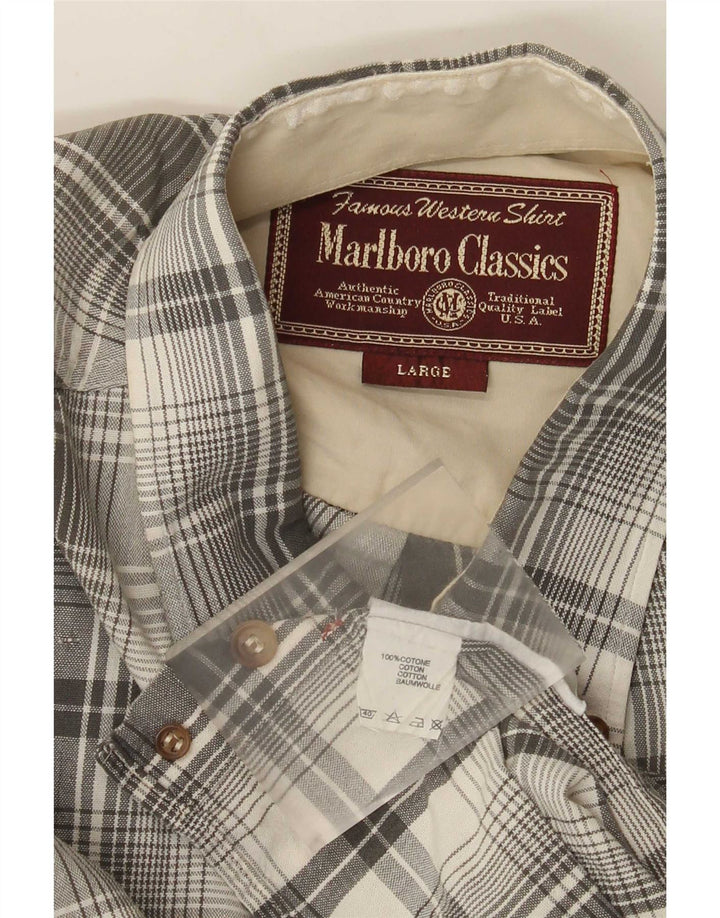 Marlboro Classics Chemise Homme Grand Carreau Gris Coton