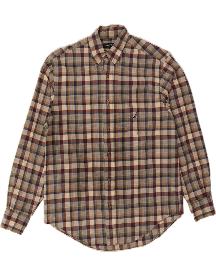NAUTICA Mens Shirt Small Beige Check Cotton Vintage Nautica and Second-Hand Nautica from Messina Hembry 