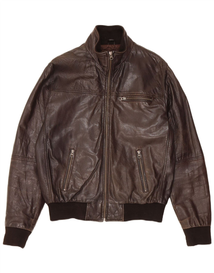 On Spirit Veste en Cuir Bomber Homme IT 48 Cuir Marron Moyen