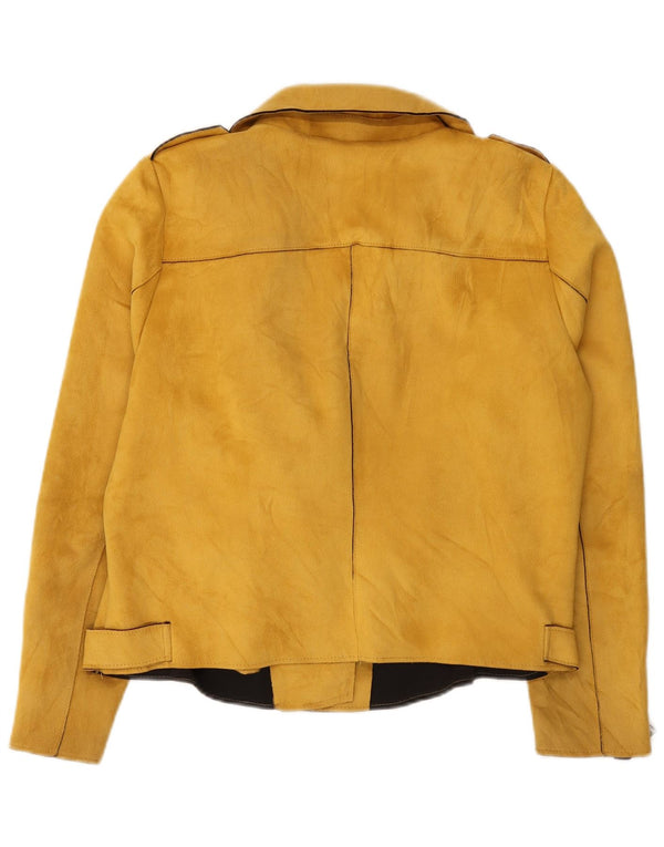 Only Carmakoma Veste de motard courte pour femme IT 46 Large Jaune Polyester