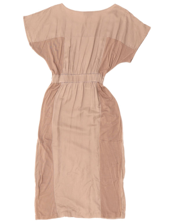 WAREHOUSE Robe longue chauve-souris pour femme UK 12 en coton color block gris moyen