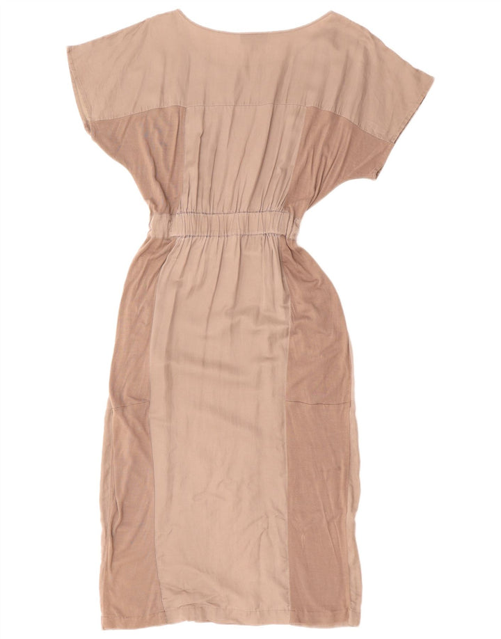 WAREHOUSE Robe longue chauve-souris pour femme UK 12 en coton color block gris moyen