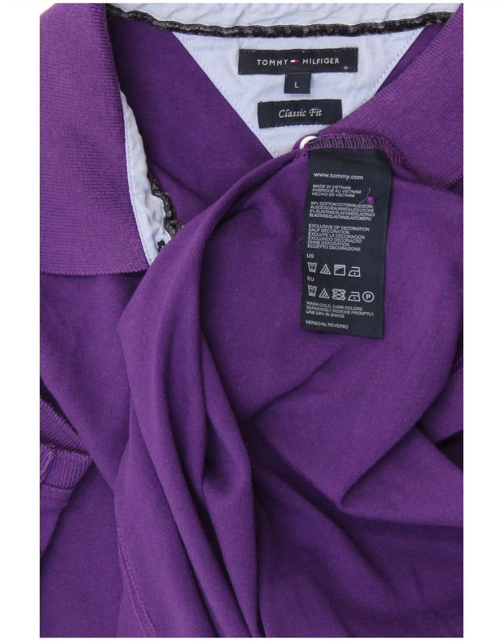 TOMMY HILFIGER Polo coupe classique pour femme UK 14 Grand coton violet