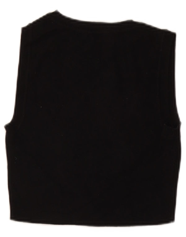 Zara Womens Haut court sans manches UK 12 Viscose noir moyen