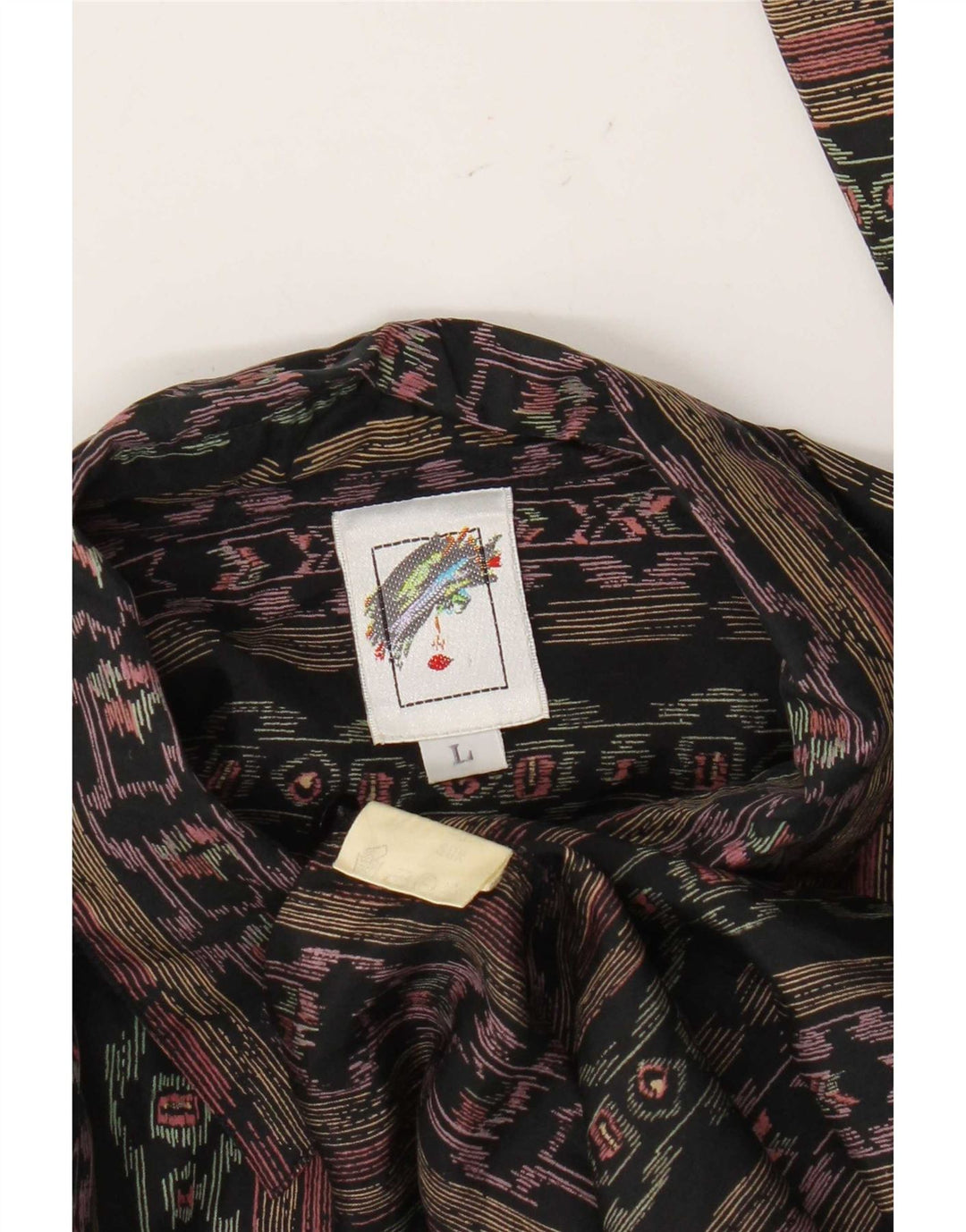 Chemise Homme Vintage Grande Soie Géométrique Multicolore