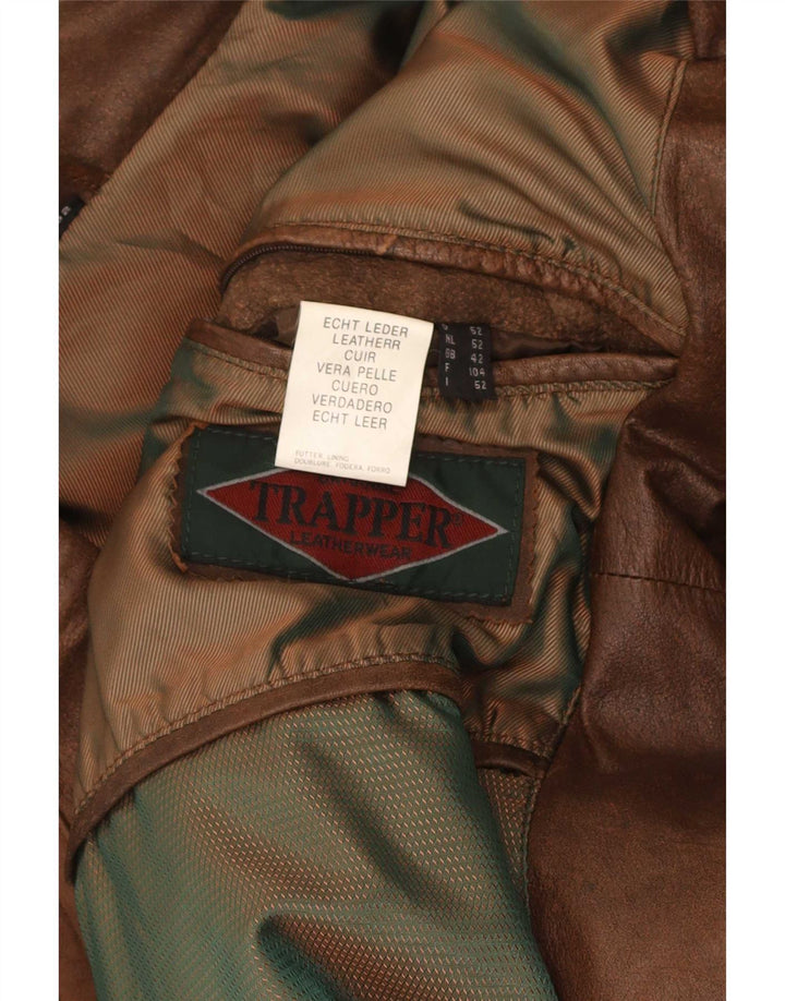 Trapper Veste en cuir pour homme UK 42 XL Marron