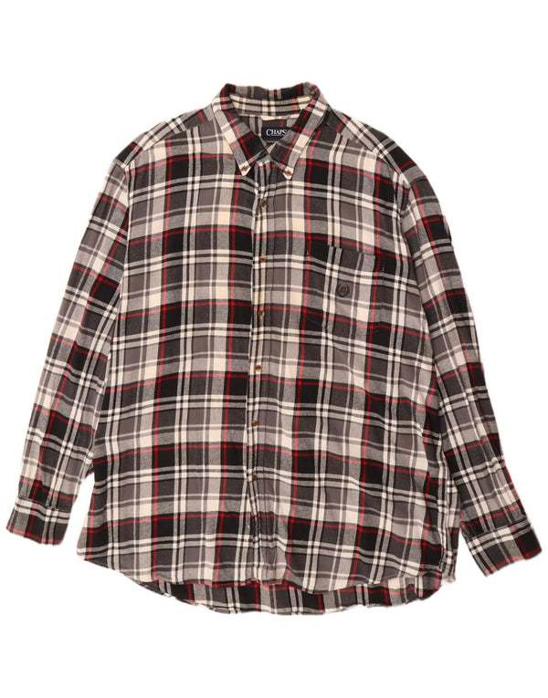 Chaps Chemise en flanelle pour homme 2XL en coton à carreaux noirs