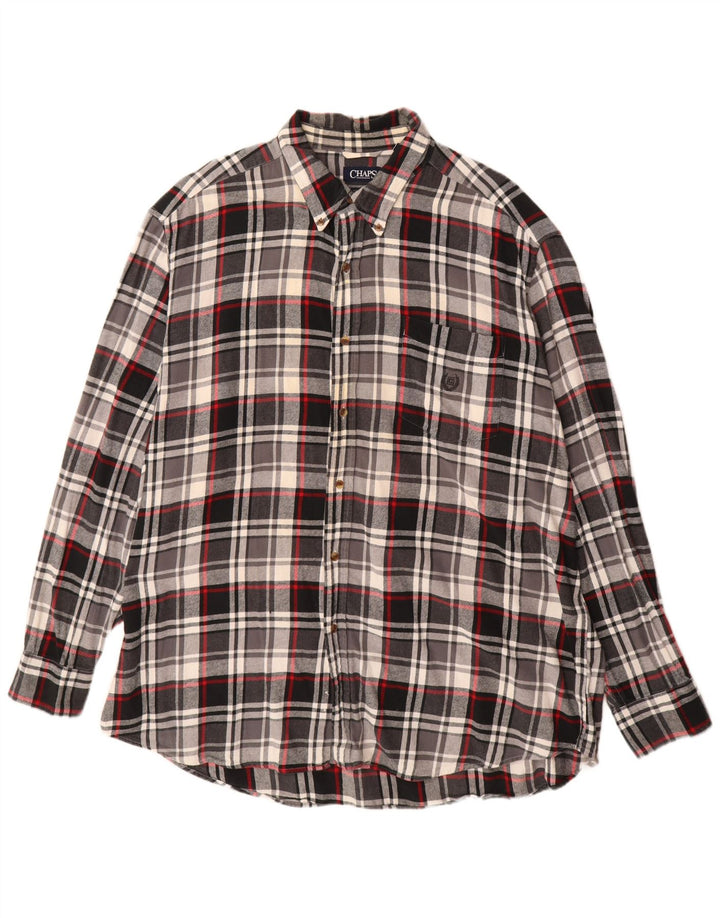 Chaps Chemise en flanelle pour homme 2XL en coton à carreaux noirs