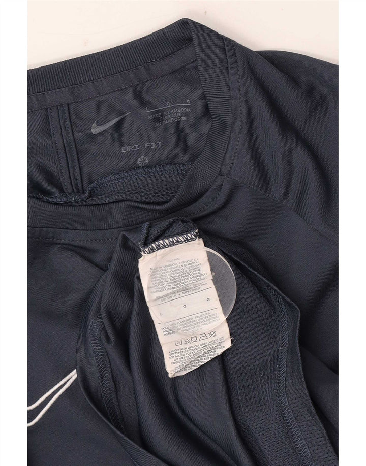Nike Hommes Dri Fit T-Shirt Haut Large Bleu Marine Colorblock Polyester