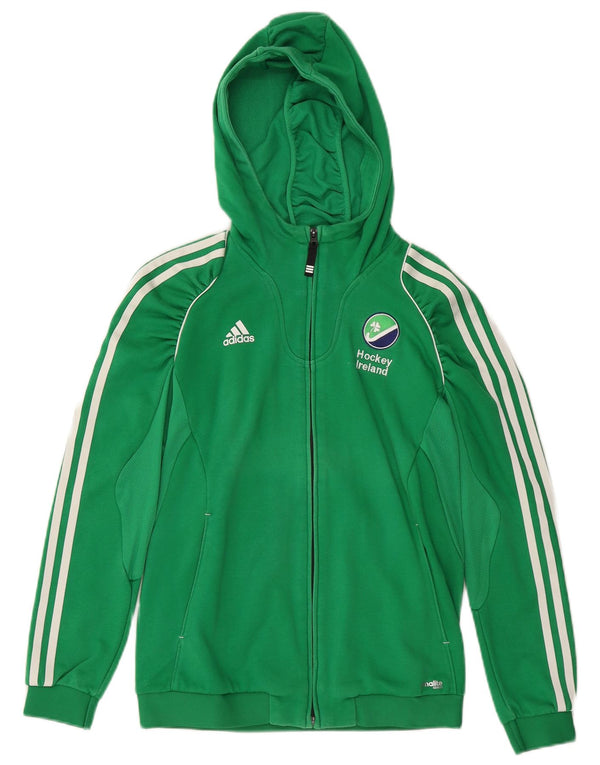 ADIDAS Pull à capuche zippé pour femme Irlande UK 14 Grand coton vert