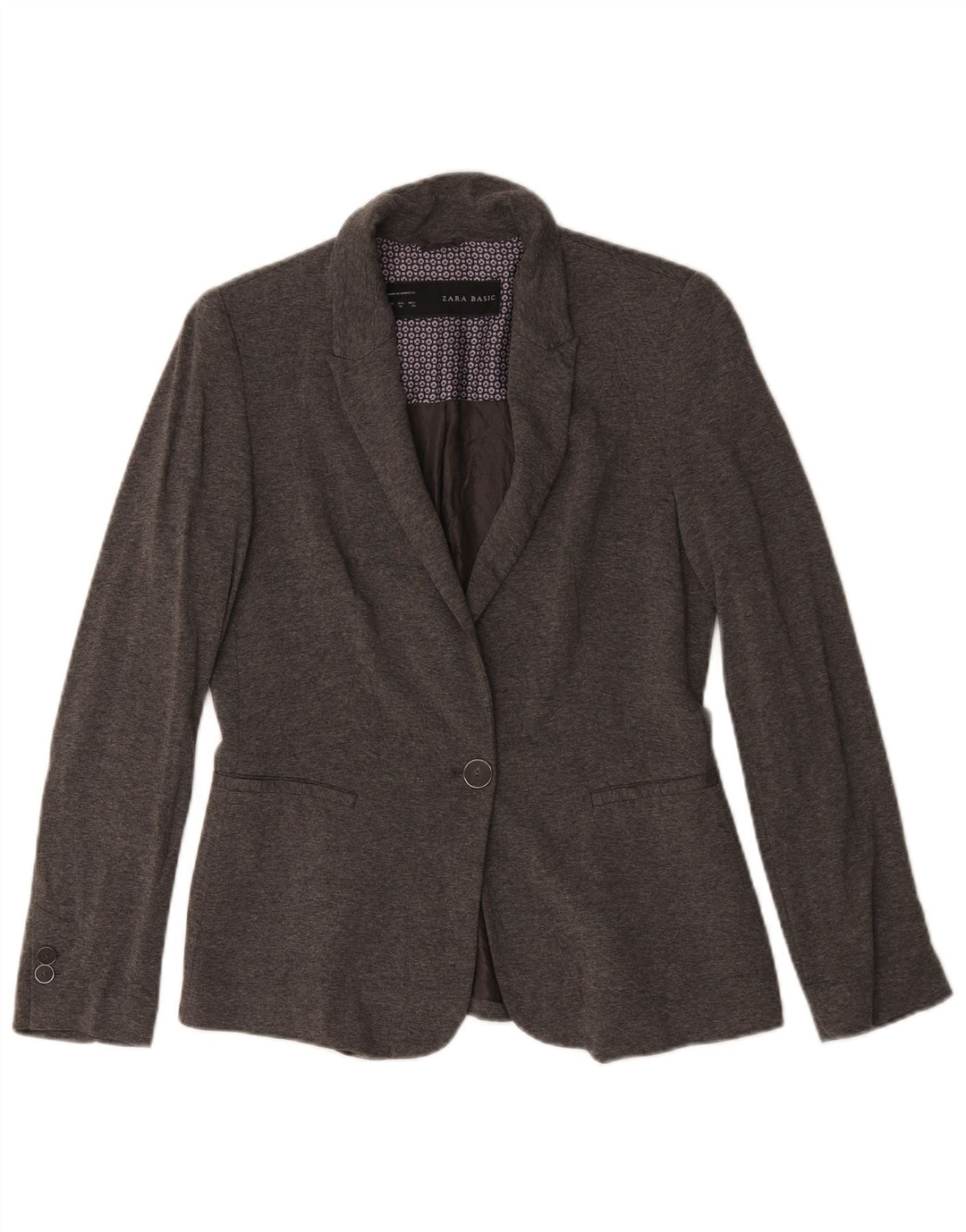 Zara Femme Veste Blazer 1 Bouton UK 14 Acétate Gris Moyen