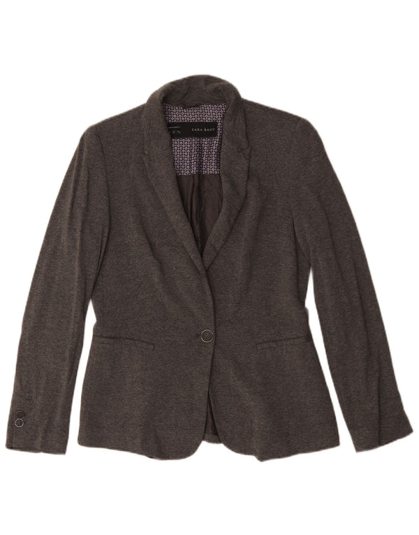 Zara Femme Veste Blazer 1 Bouton UK 14 Acétate Gris Moyen