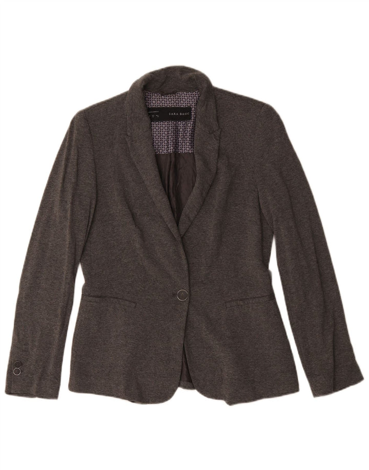 Zara Femme Veste Blazer 1 Bouton UK 14 Acétate Gris Moyen