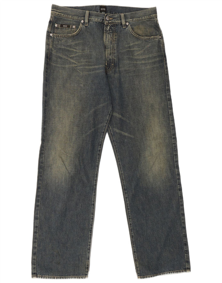 Hugo Boss Jean droit W34 L32 en coton bleu pour homme