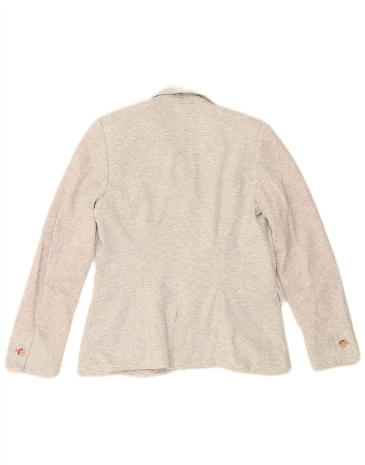 Joules Veste Blazer 1 Bouton Femme UK 10 Petit Gris Moucheté Polyester