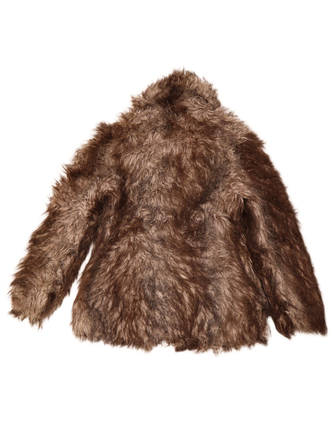 OASIS Veste en fausse fourrure pour femme UK 10 Petit acrylique rayé marron