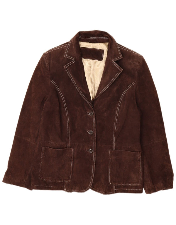 Yessica Veste blazer en daim à 3 boutons pour femme EU 46 XL Cuir marron