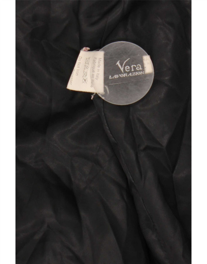 manteau en cuir femme vintage IT 44 Moyen Noir