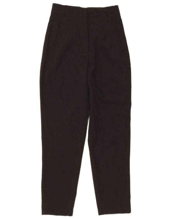 Zara Pantalon décontracté taille haute fuselé pour femme XS W24 L26 Noir Polyester