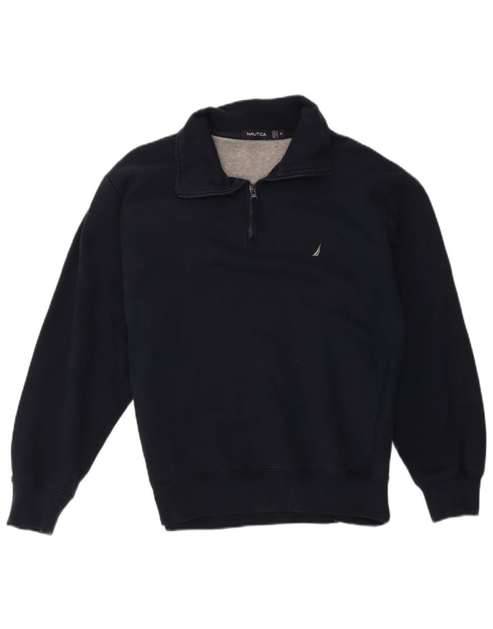 Nautica Sweat-shirt col zippé pour homme en coton bleu marine moyen