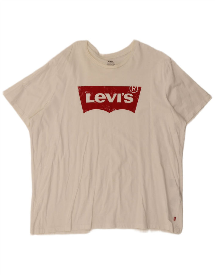 Levi's T-Shirt Graphique Top 2XL Homme Blanc Coton