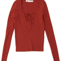 Zara Womens Crop Top Manches Longues UK 8 Small Rouge Viscose