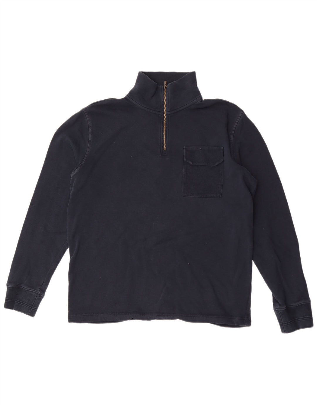 Marks & Spencer Sweat-shirt à col zippé pour homme en coton bleu marine moyen