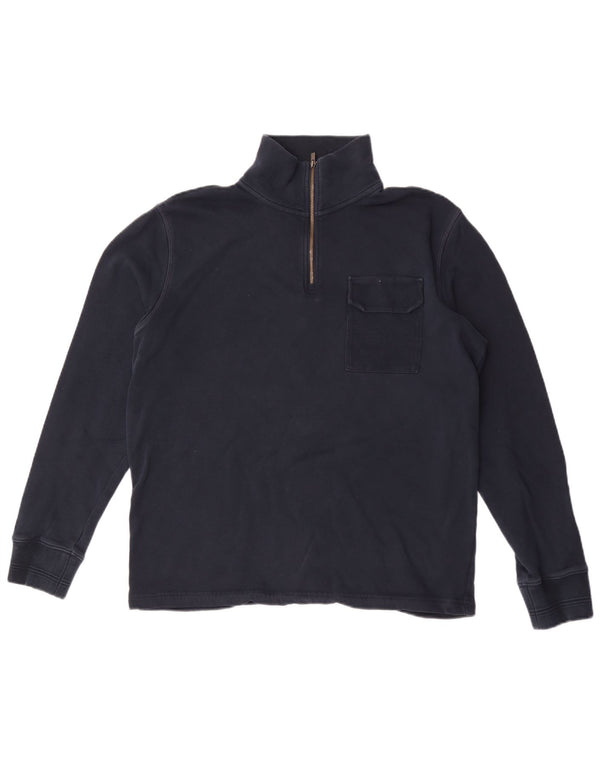 Marks & Spencer Sweat-shirt à col zippé pour homme en coton bleu marine moyen