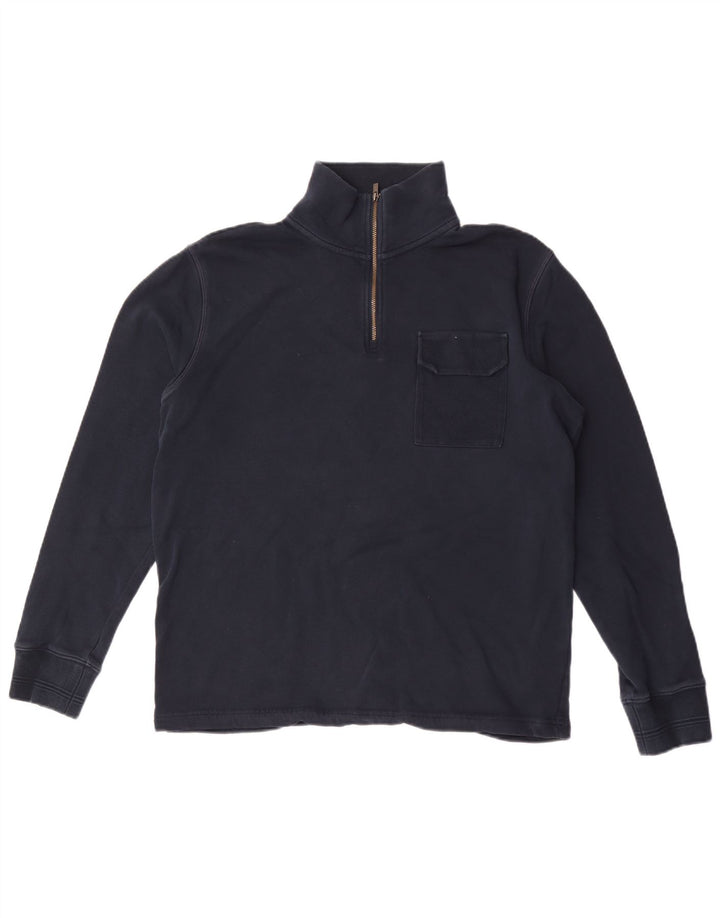 Marks & Spencer Sweat-shirt à col zippé pour homme en coton bleu marine moyen
