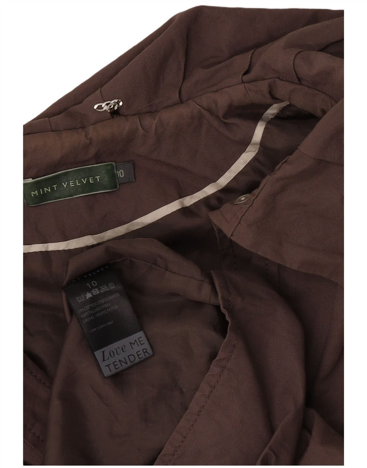 MINT VELVET Veste Parka surdimensionnée pour femme UK 10 Petit coton marron