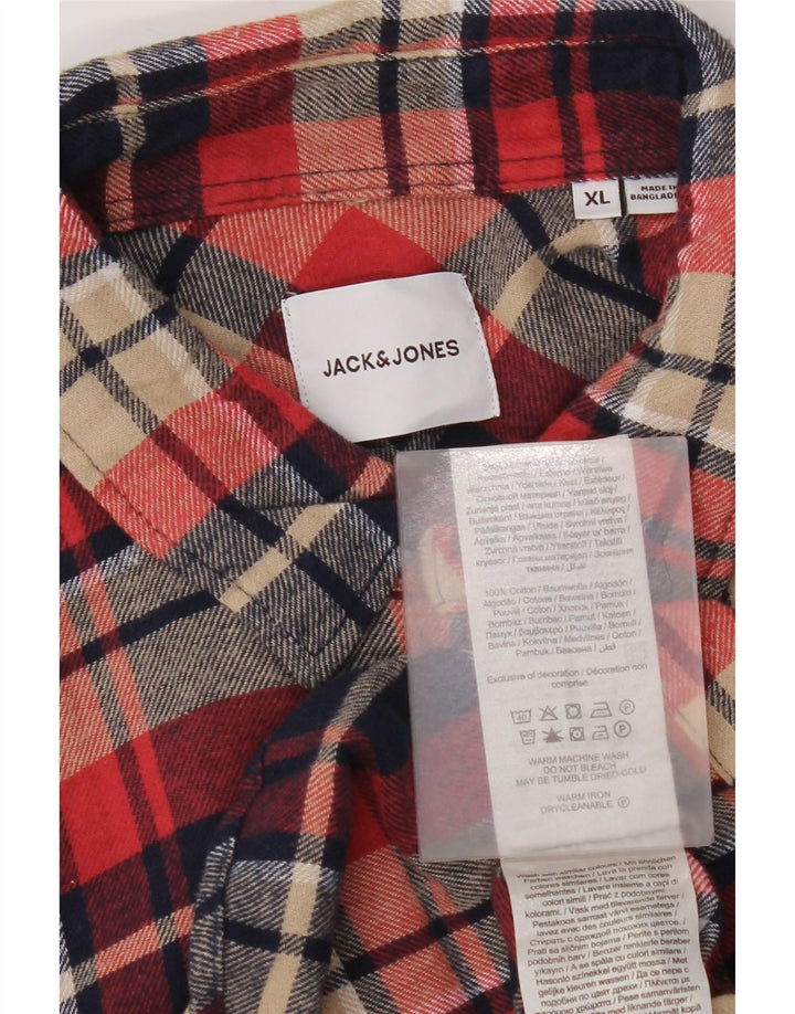 Jack & Jones Chemise Flanelle Homme XL Bleu Marine Carreaux Coton