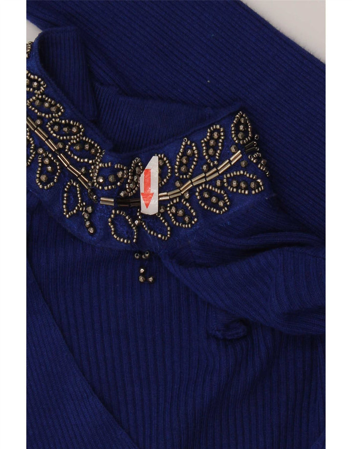 Oasis Crop Top Femme UK 8 Petit Bleu Viscose