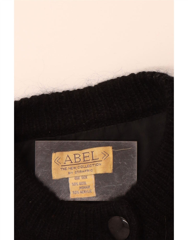 ABEL Femme Cardigan Pull Taille Unique Laine Florale Noire