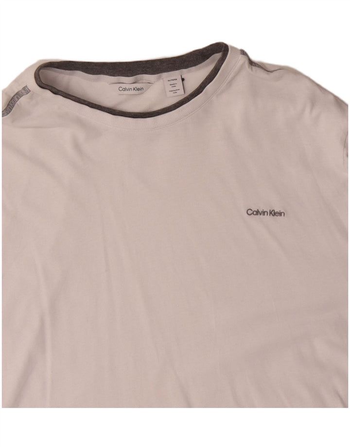 CALVIN KLEIN Haut Homme Manches Longues XL Blanc Coton