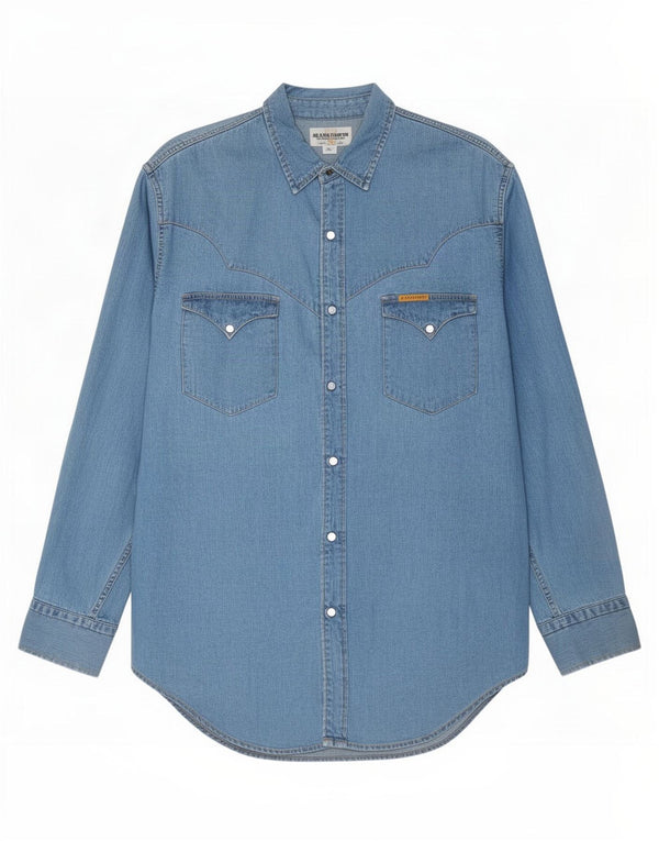 Chemise en denim homme vintage XL coton bleu