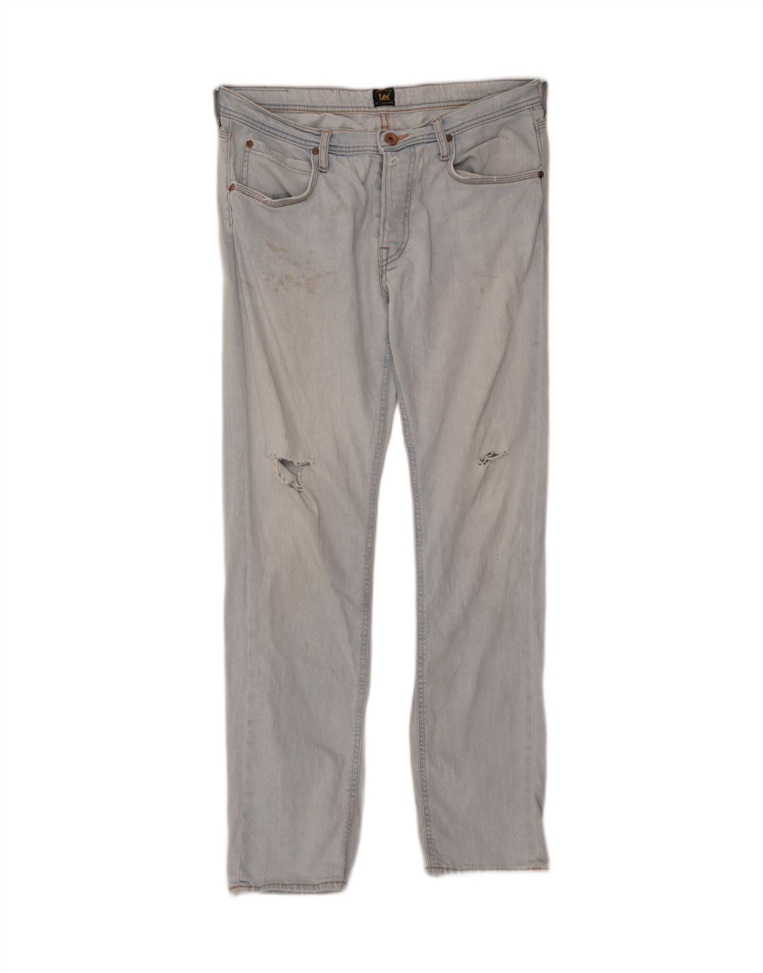 LEE Mens Daren Distressed Straight Jeans W33 L32 Blue Cotton Vintage Lee and Second-Hand Lee from Messina Hembry 