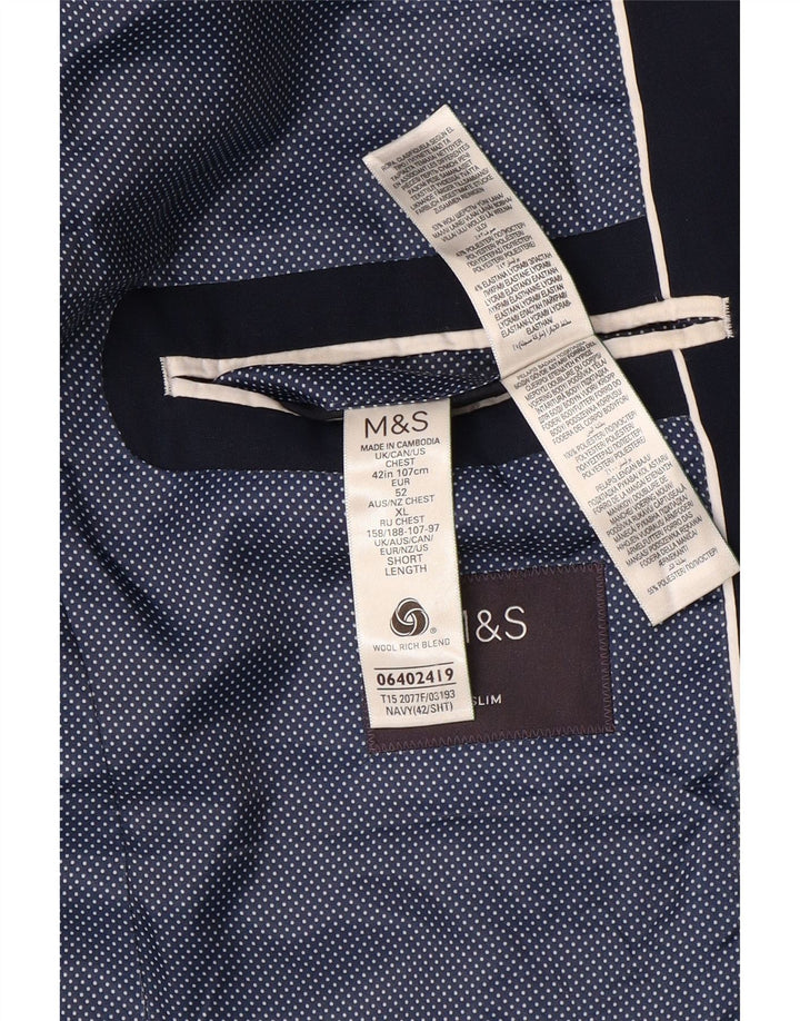 Marks & Spencer Veste blazer courte à 2 boutons pour homme UK 42 XL Bleu marine en laine