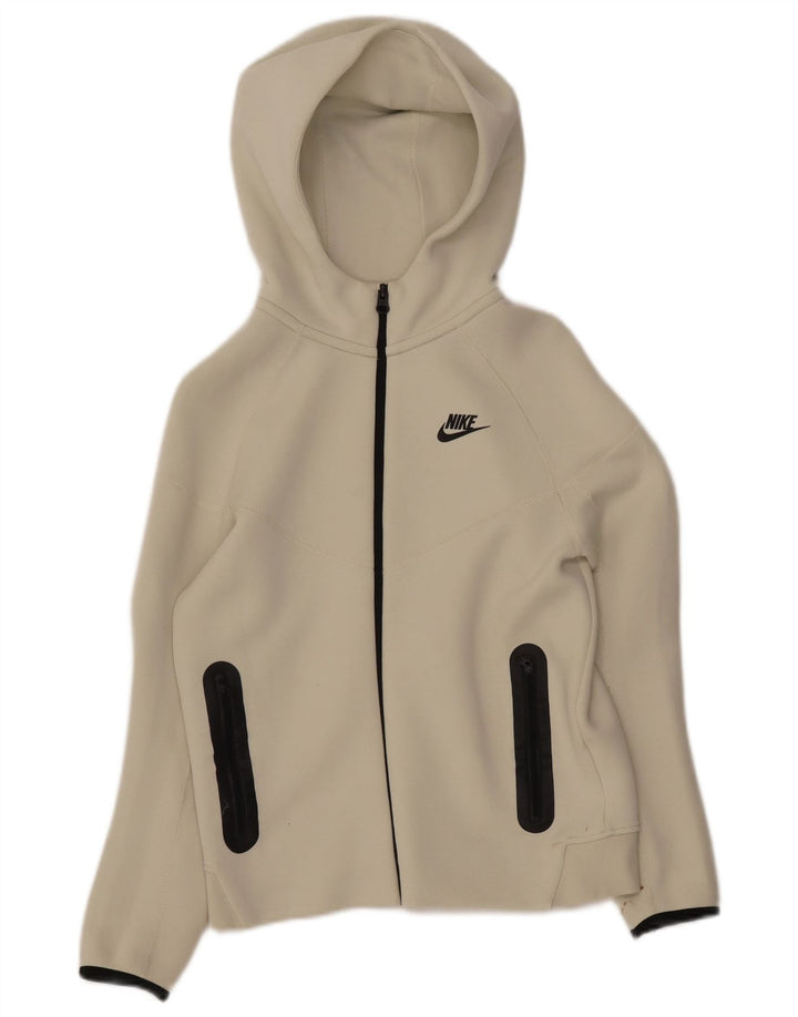 NIKE Pull à capuche zippé pour garçon 12-13 ans Grand Blanc Coton
