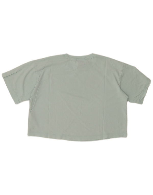 CHAMPION T-shirt court graphique pour femme UK 14 Coton turquoise moyen