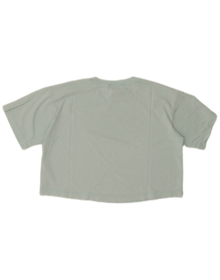 CHAMPION T-shirt court graphique pour femme UK 14 Coton turquoise moyen