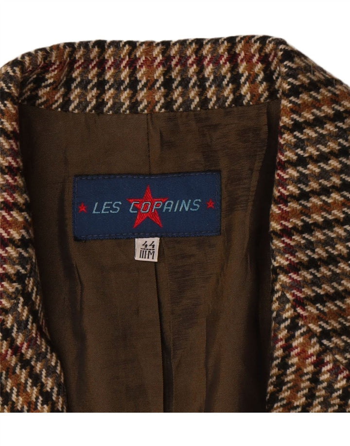 Les Copains Veste Blazer 2 Boutons Femme IT 44 Pied-de-Poule Marron Moyen