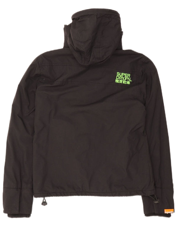 Superdry Veste coupe-vent à capuche pour femme UK 14 Large Noir Nylon