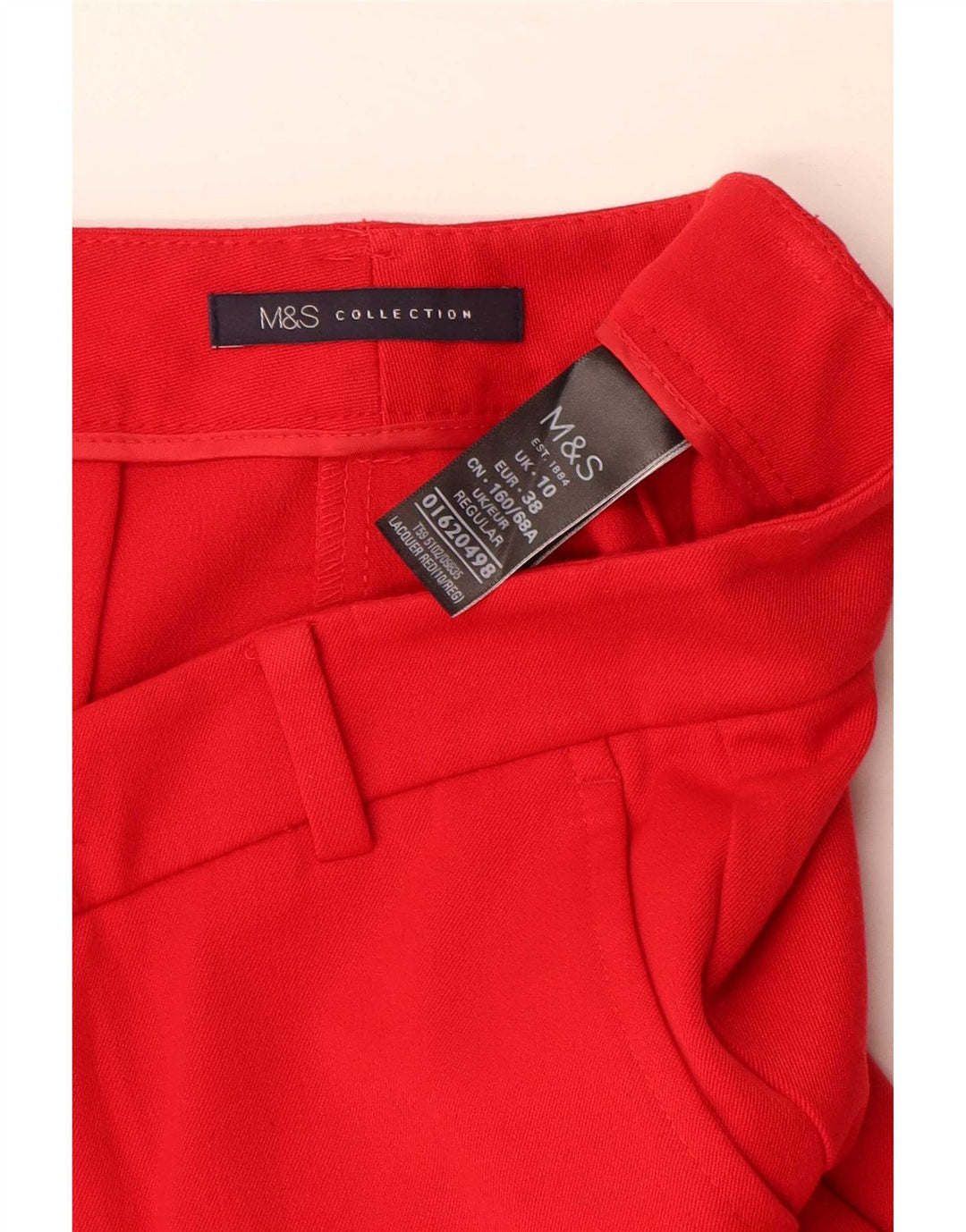 Marks & Spencer Pantalon de costume slim pour femme UK 10 Small W27 L27 Rouge Polyester