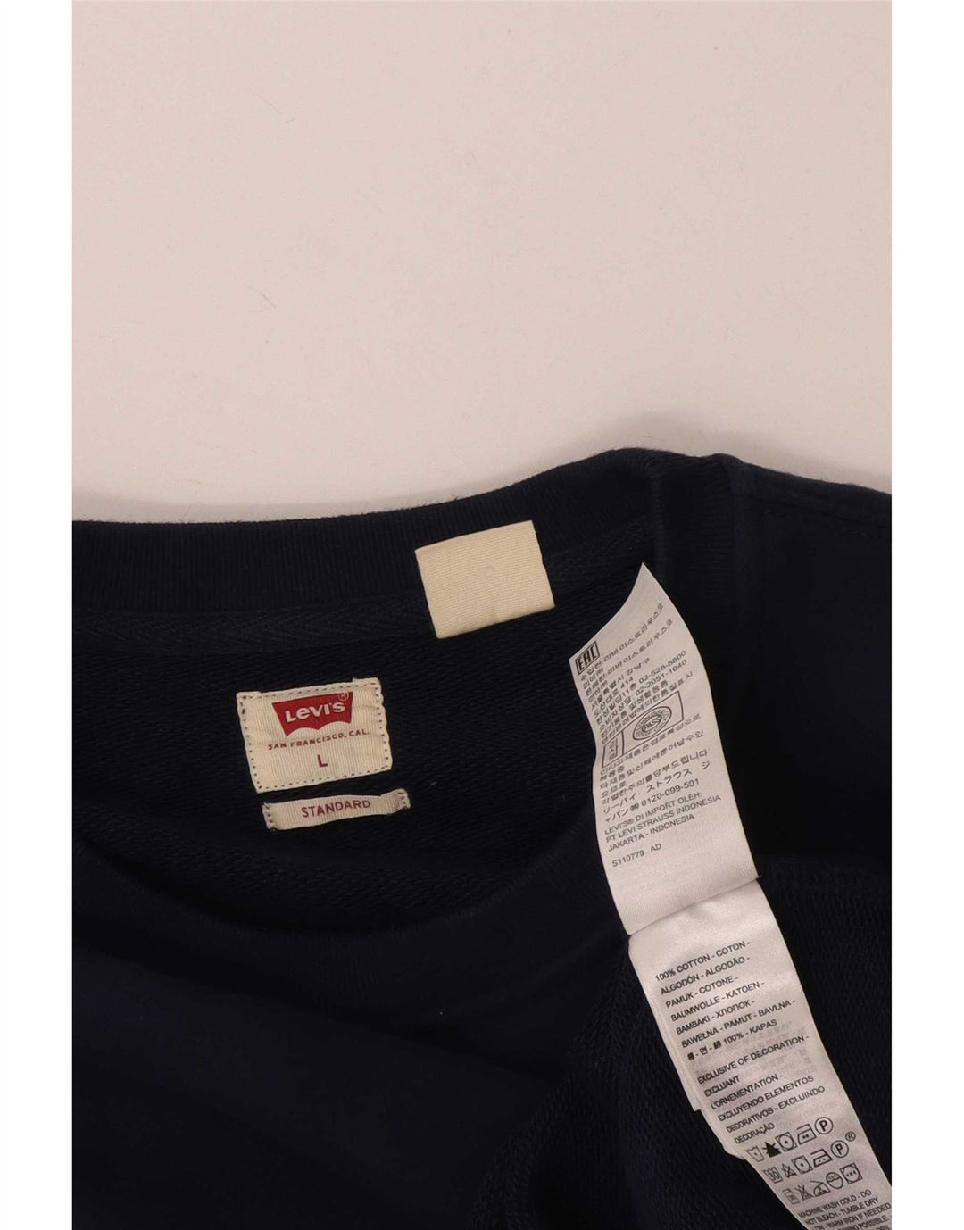 Levi's Standard Sweatshirt Jumper Large Homme Bleu Marine Coton
