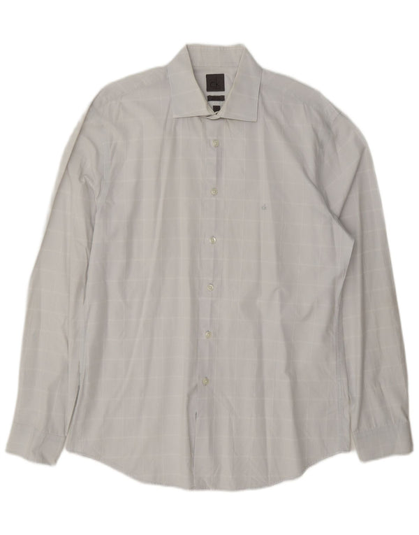Calvin Klein Chemise slim fit pour homme Taille 41 16 Grand coton à carreaux bleus