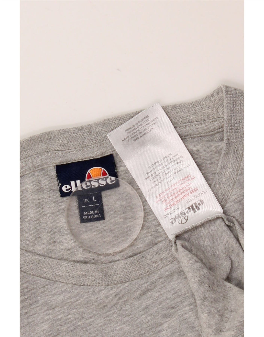 Ellesse T-Shirt Top Large Gris Moucheté Coton Homme
