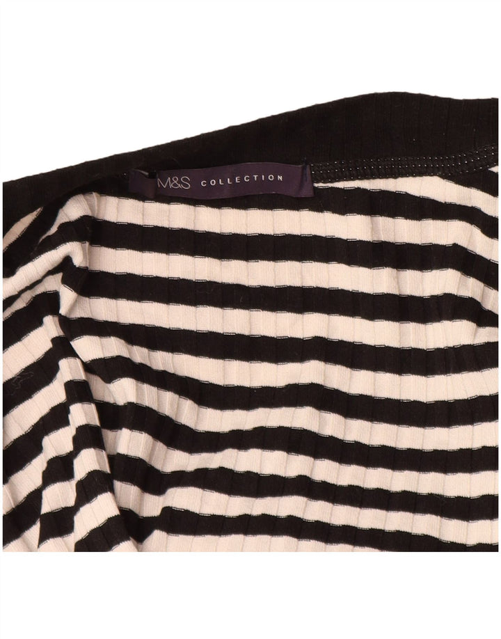Marks & Spencer Haut à manches longues pour femme UK 14 Large Noir Rayé