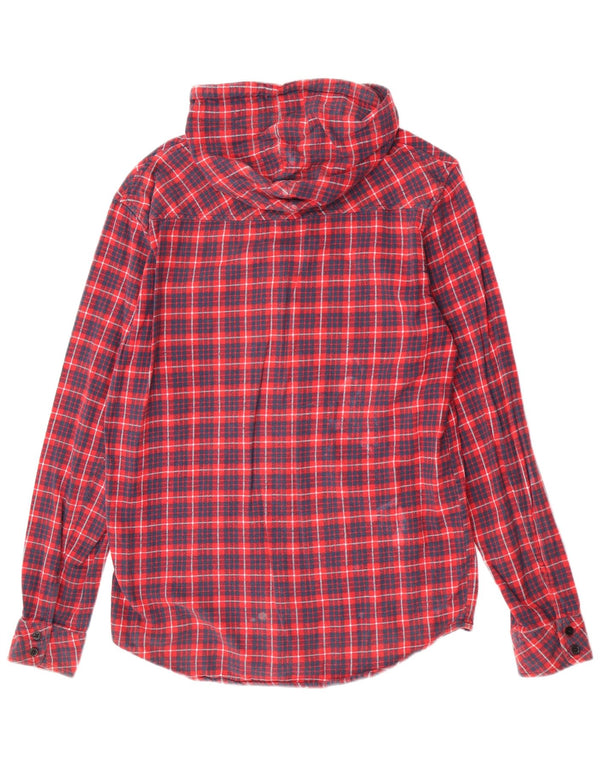 Hurley Chemise à capuche en flanelle pour homme en coton à carreaux rouge moyen